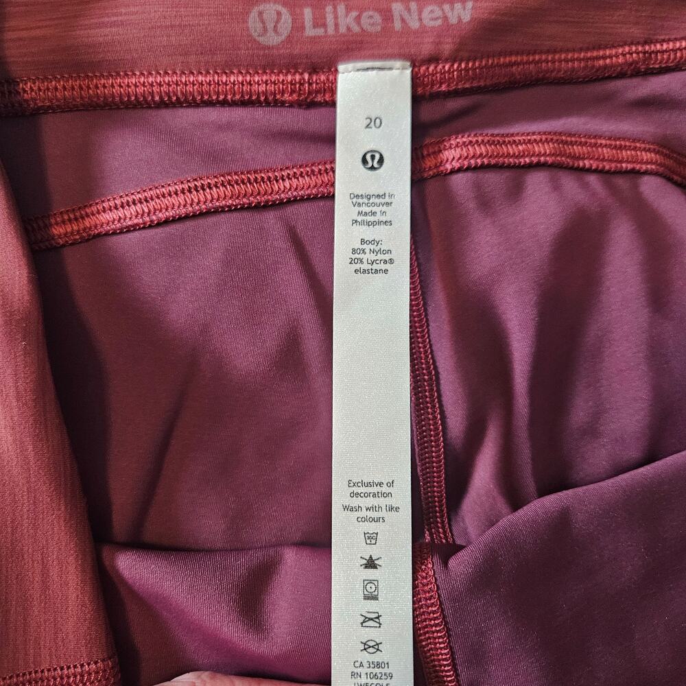LIke New Lululemon Invigorate HR Leggings Heather Mulled Wine Sz 20 - Picture 9 of 12